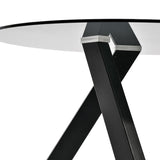 Smoke Grey Glass Dining Table with Black Base
