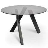 Smoke Grey Glass Dining Table with Black Base