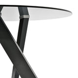 Smoke Grey Glass Dining Table with Black Base