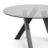 Smoke Grey Glass Dining Table with Black Base