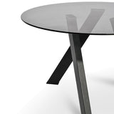 Smoke Grey Glass Dining Table with Black Base