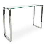 Polished Stainless Steel Console Table With Tempered Glass
