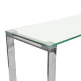 Polished Stainless Steel Console Table With Tempered Glass