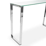 Polished Stainless Steel Console Table With Tempered Glass
