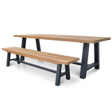 Outdoor 2.5m Dining Table With Black Base